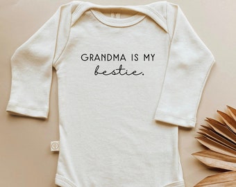 Grandma is My Bestie Long Sleeve Onesie®, Baby, Girl, Boy, Infant, Newborn, Organic Bodysuit, One Piece, Unisex, Gender Neutral, Grandma