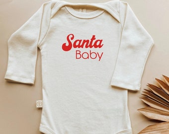 Santa Baby Long Sleeve Onesie®, Baby, Girl, Boy, Infant, Toddler, Newborn, Organic, Bodysuit, One Piece, Gender Neutral, Christmas, Santa