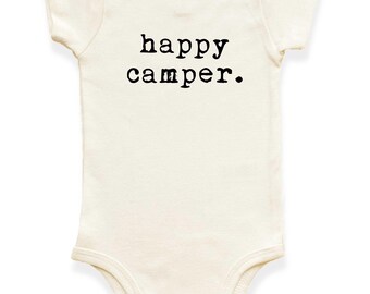 Happy Camper Short Sleeve Organic Baby Bodysuit - Made in USA