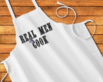 Real Men Cook apron, Custom Apron, personalized Apron, Chef Apron, Womens Apron, Mens Apron, Unique Gift, Kitchen, House Warming Gift