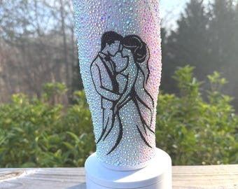 Rhinestone Wedding Tumbler, Engagement, Sparkly 32oz Bling Cup, Bride, Anniversary, Bridal shower