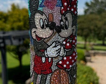 30oz M & M Rhinestone Tumbler,  Couple Bling Cup, Castle Tumbler, Ready to Ship  Gift, Handmade Rhinestone Cup