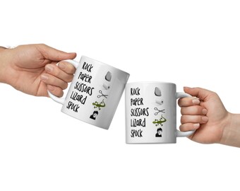 Rock Paper Scissors Lizard Spock Mug: Big Bang Theory Fan Gift