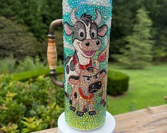 Rhinestone Cow Tumbler: Handmade 30 oz Sparkling Farm Animal Cup