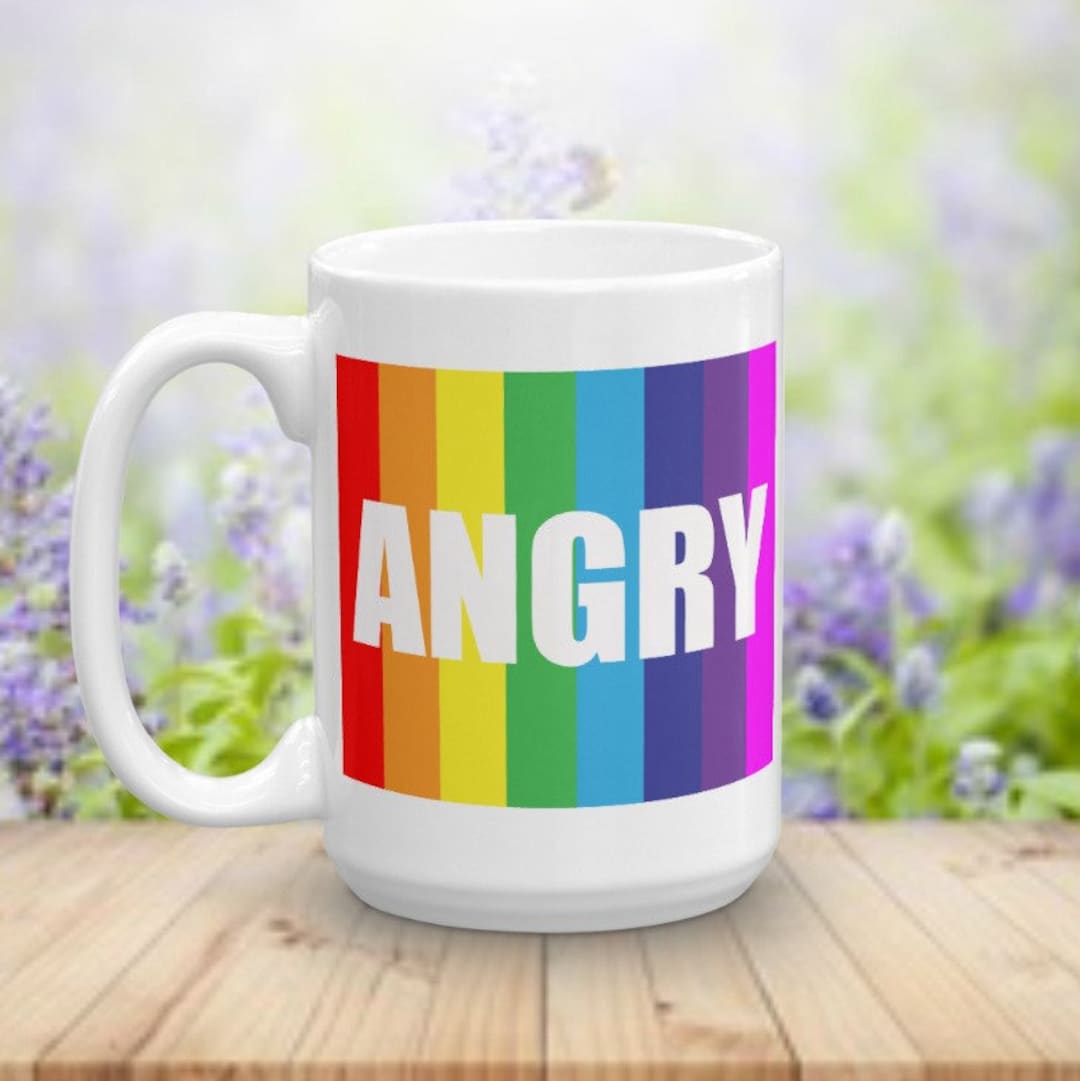 Rainbow Angry Coffee Mug, Looks Like the Mug From Big Bang Theory