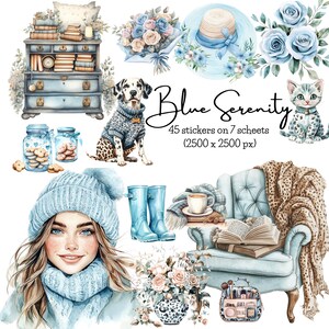 Blue Serenity - Download digital, Junk Journal, ClipArt, Scrapbooking