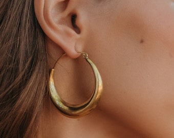 Minimalist Thick Hoop Earrings || Ethnic  Rounded Chuncky Hoops || Gypsy Earrings