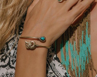 Peacock Design Bracelet with Semi Precious Stone || Semi-Open Rigid Ethnic Bracelet || Decorated  Bohemian Adjustable  Bangle
