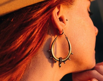 Hoop Earrings Decorated With Spikes || Ethnic Creoles || Women's Hoops Earrings || Tribal Earrings || Creoles