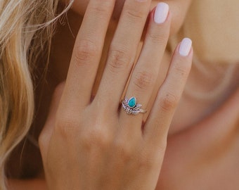 Lotus Adjustable Ring With Semi Precious Stone || Bohemian Chic Adjustable Brass Ring || Bohemian Chic Ring || Ethnic Ring