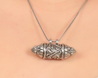 Ethnic Tribal Capsule Pendant Necklace | Nomadic Secret Box Locket | Vintage Brass Jewelry |  Openable Pendant | Hidden Keepsake