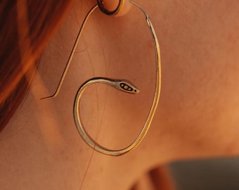 Snake Hoop Earrings || Viking Earrings || Norse Mythology Tribal Earrings || Snake Jewelry