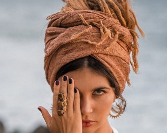 Long Bohemian Adjustable Golden Ring ||  Chuncky Brass  Ring ||  Over Size Tibetan-Inspired Ethnic Ring