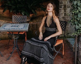 Free Size Bohemian Chic Long Skirt || Block Print Flared Skirt Hand Printed || Natural Colored Raw Cotton Wrap On  Skirt