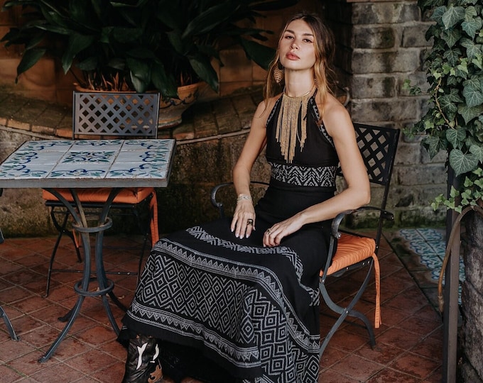 Featured listing image: Free Size Bohemian Chic Long Skirt || Block Print Flared Skirt Hand Printed || Natural Colored Raw Cotton Wrap On  Skirt