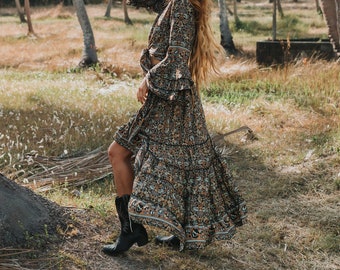 Bohemian High Low Skirt || Floral Print Asymmetric Skirt || Ruffled Skirt Indian Patterns || Fluid asymmetrical Gypsy Skirt || Boho Clothing