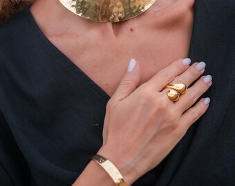 Unisex Minimalist Hammered Brass Cuff Bracelet ||  Adjustable Flat Textured Bracelet || Timeless Jewelry to Wear Everyday