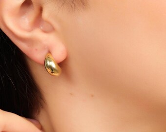 Brass Crescent Moon Stud Earrings | Modern Moon Earrings | Minimal Moon Jewelry | Everyday Contemporary Earrings