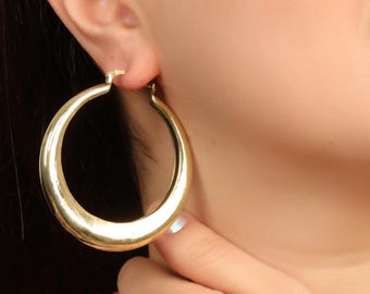 Bold Tribal Hoop Earrings | Thick Gypsy Brass Hoops | Boho Ethnic Earrings | Statement Hoop Jewelry | Nomadic Style Earrings