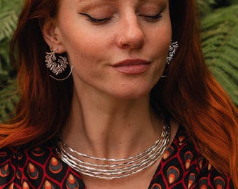 Layered Hammered Torque Necklace | Nomadic Tribal Collar | Multi Strand Choker | Ethnic Statement Jewelry
