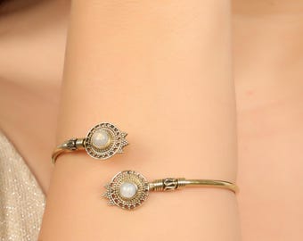 Handmade Brass Cuff Bracelet | Boho Ethnic Bangle