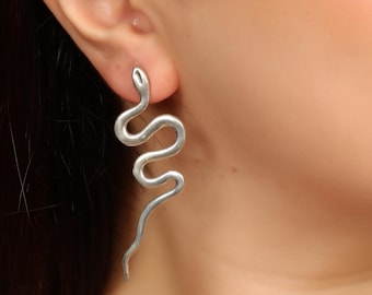 Handmade Brass Snake Stud Earrings | Viking Norse Jewelry