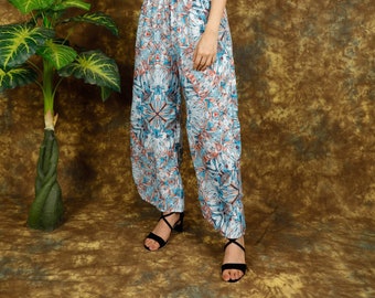 Kaleidoscope Print Casual Pants || Bohemian Pants with Pockets || Wide Fluid Pants
