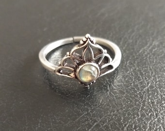 Mandala Adjustable Ring With Semi Precious Stone || Bohemian Chic Adjustable Brass Ring || Ethnic Ring With Gemstone