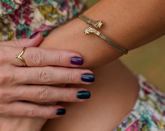 Adjustable Brass Two Snake Bracelet || Viking Two-Headed Midgard Serpent Bracelet || Celtic Bracelet Norse Mythology