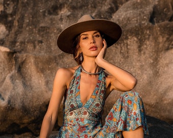 Long Backless Summer Boho Dress || Free Size Fluid Wrap Dress  || Floral Print Backless Dress
