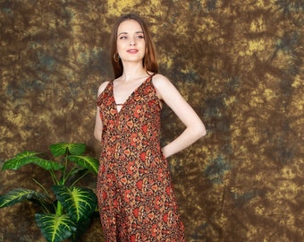 Bohemian Chic Dress || Floral Print Maxi Dress || Colorful Fluid Dress || Lightweight Summer Dress One Size || Chic Ethnic Dress