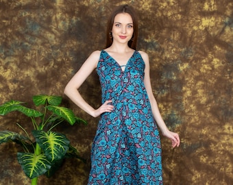 Bohemian Chic Dress || Floral Print Maxi Dress || Colorful Fluid Dress || Lightweight Summer Dress One Size || Chic Ethnic Dress