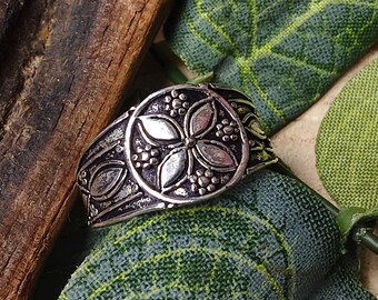 Bohemian Adjustable Brass Phalanx Ring || Ethnic  Delicate Fingers Ring || Embossed Floral Pattern Decorated Toe Ring || Ethnic Jewelry