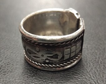 Wide Open Adjustable Band || Bohemian Adjustable Brass Ring || Unisex Viking Ring || Simple Decorated Silver Color Ring
