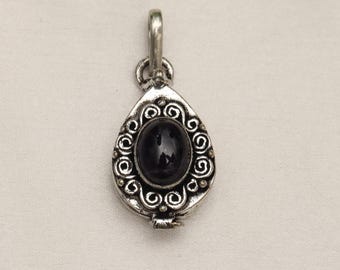 Silver Tone Openable Box Drop Shape Pendant  | Ethnic Tribal Locket Necklace | Boho Amulet Jewelry | Handmade Brass Pendant | Vintage Style