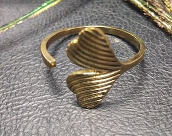 Ginkgo Leaf Pattern Adjustable Ring || Bohemian Open Ring in Brass Symbol of Eternity and Hope || Nature Symbol Jewelry