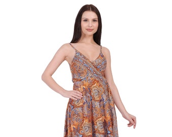 Bohemian Chic Wrap On Dress || Paisley Print Maxi Dress || Colorful Wrap Dress || Strapless Summer Dress