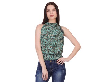 Top Dos Nu Bohème Chic || Haut Fluide Dos Nu || Top Imprimé Cachemire || Top Coloré