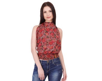 Top Dos Nu Bohème Chic || Haut Fluide Dos Nu || Top Imprimé Cachemire || Top Coloré