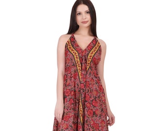 Bohemian Chic Halter Dress || Paisley Print Backless Dress || Colorful Summer Red Dress