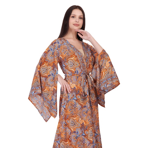 Kimono Bohème Chic || Kimono Long Imprimée Cachemire || Kimono Fluide Coloré || Kimono Taille Unique