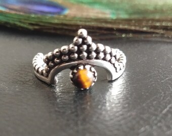 Adjustable Ring With Semi Precious Stone || Bohemian Chic Adjustable Brass Ring || Ethnic Ring With Gemstone