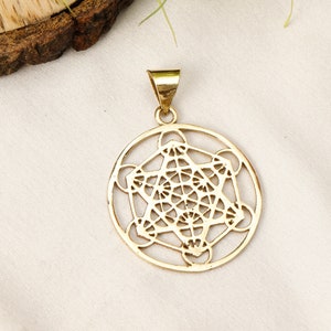 Metatron&#39;s Cube Brass Pendant | Sacred Geometry Spiritual Jewelry