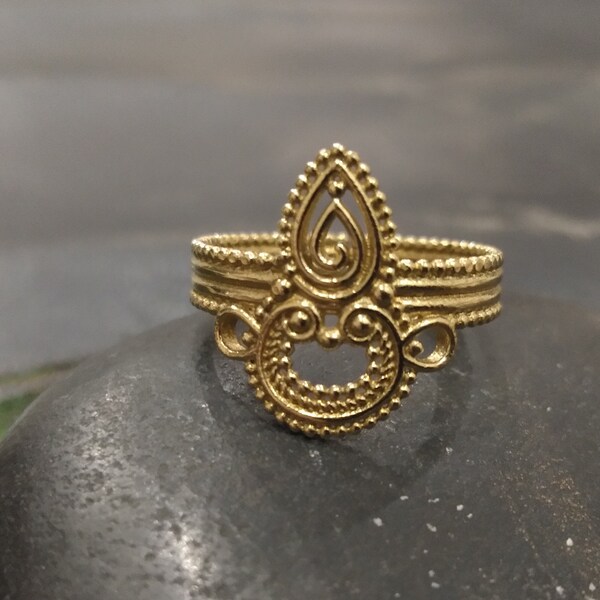 Gouden verstelbare ring || Boho chique verstelbare koperen ring || Oosterse ring || Indiase ring || Etnische ring