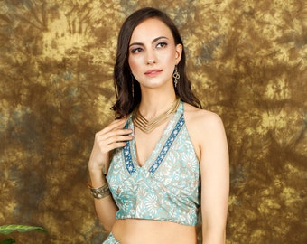 Bohemian Backless Top || Open-Back Bralette With Floral Prints || Reversible Tie Crop Top || 2 in 1 Boho Top