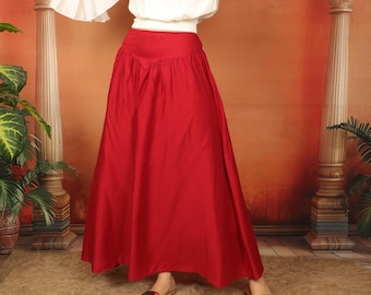 Medieval Inspired Plain Skirt With V Shape Belt || Ren Fair Viscose Long  Flowing Skirt || Boho Wine Color Role Play Petticoat