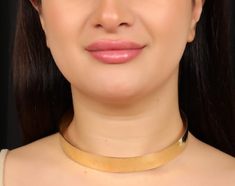 Hammered Ethnic Tribal Brass Choker Necklace | Nomadic Jewelry | Torque Necklace | Minimal Tribal Collar | Ancient Inspired Ethnic Choker