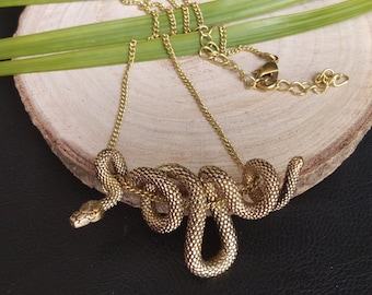 Brass Snake Pendant || Ancestral Symbol Pendant || Norse Mythology Pendant || Snake Shaped Viking Amulet