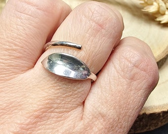 Timeless Minimalist Abstract Leaf Ring || Stylized Adjustable Brass Ring || Nature inspired ring || Thin  Opened Ring Band Women's Jewelry