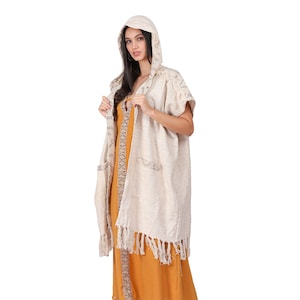 Boho Kimono || Ethnischer Print Kimono || Natürliches Material Kimono || Einheitsgröße Kimono || Hanf Kimono || Fransen Kimono